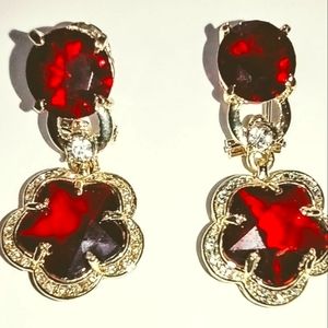 Gold Plated CZ/Ruby Earrings